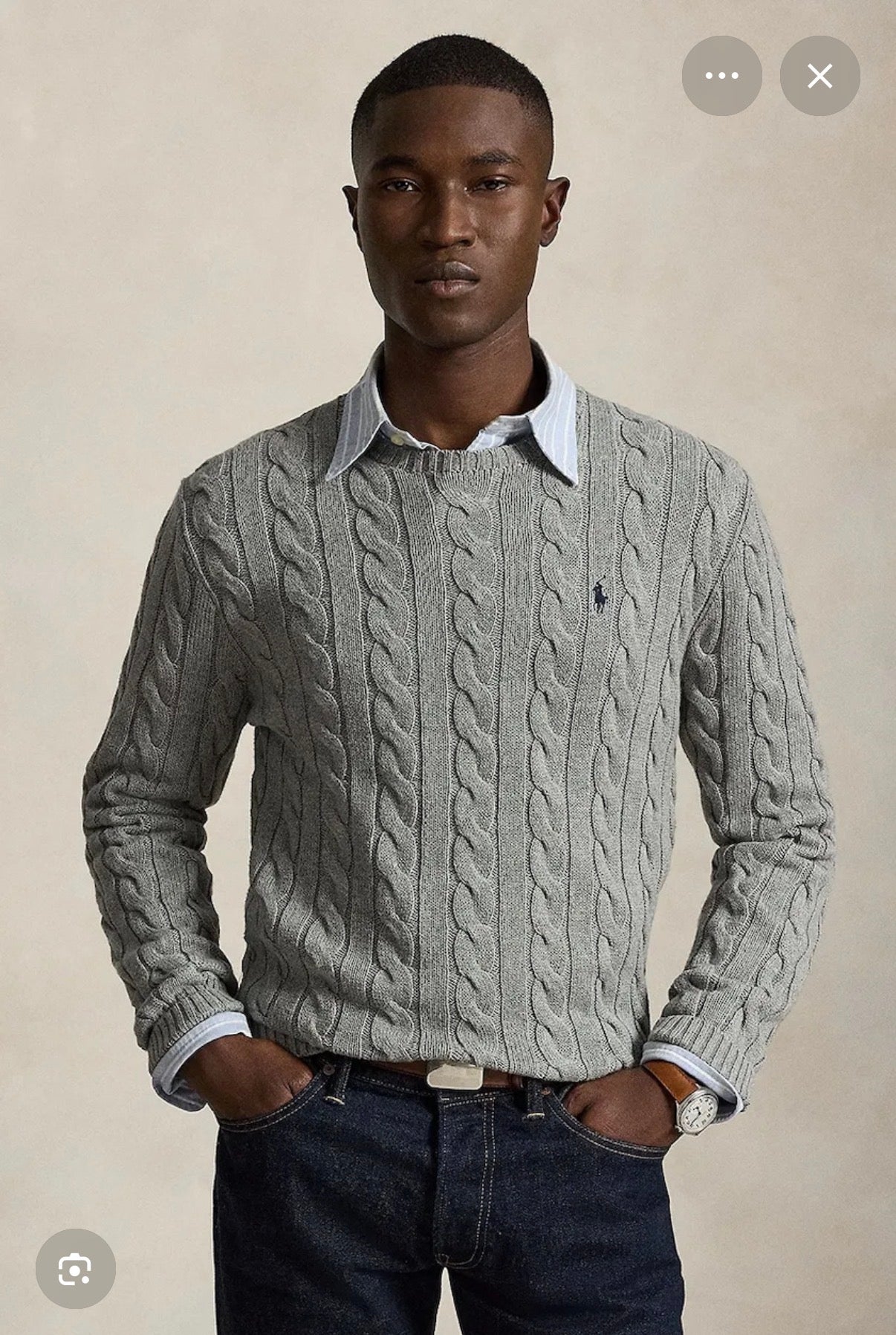 Ralph Lauren muški pamučni dzemper sivi/tamno plavi/crni