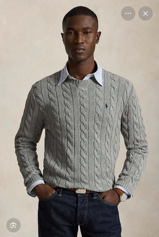Ralph Lauren muški pamučni dzemper sivi/tamno plavi/crni